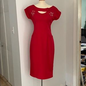 Bettie Page red “pin up” dress. Large fits size 8